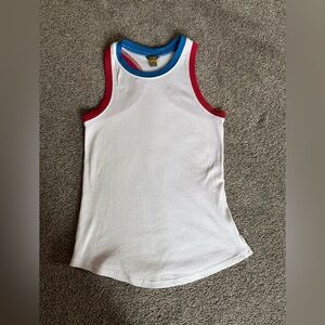 Eddie Bauer Women’s Myriad Rib Racerback Tank Top Small White/Blue/Red